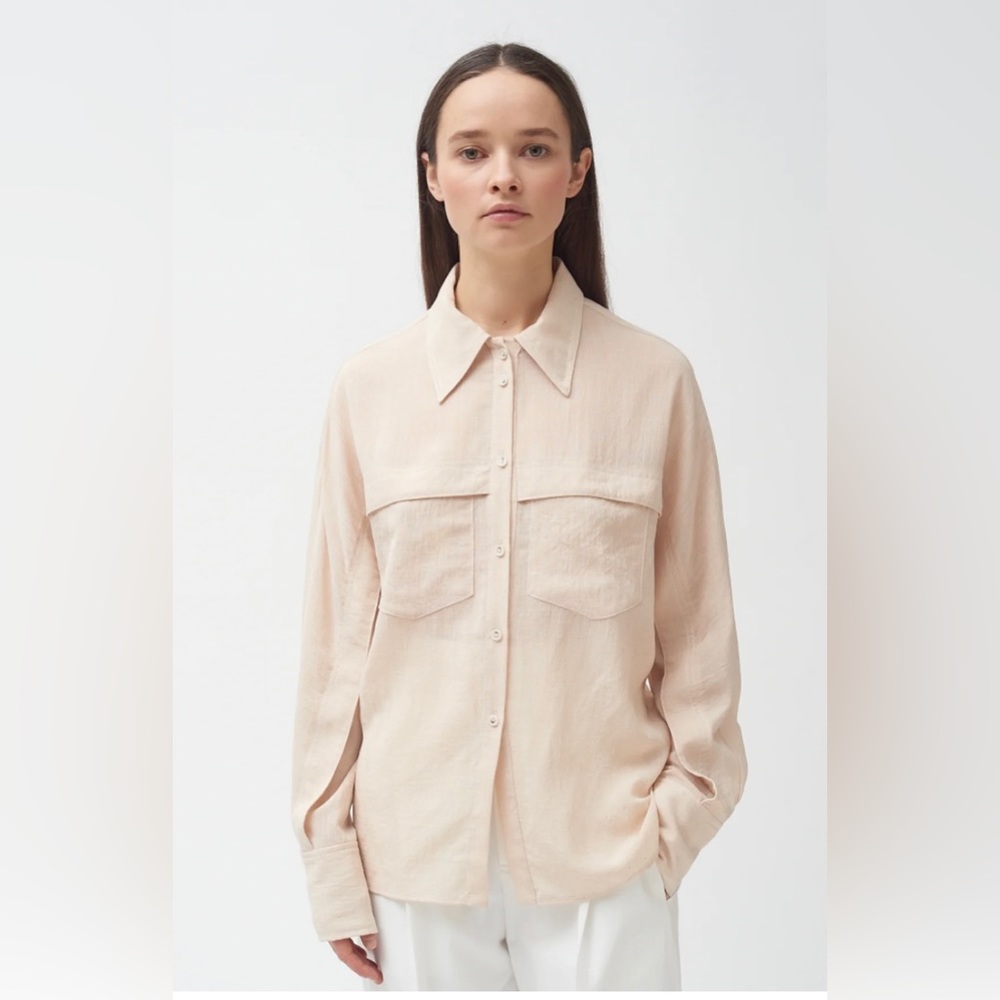 Colovos Cream Front Yoke Pocket Shirt Button Down